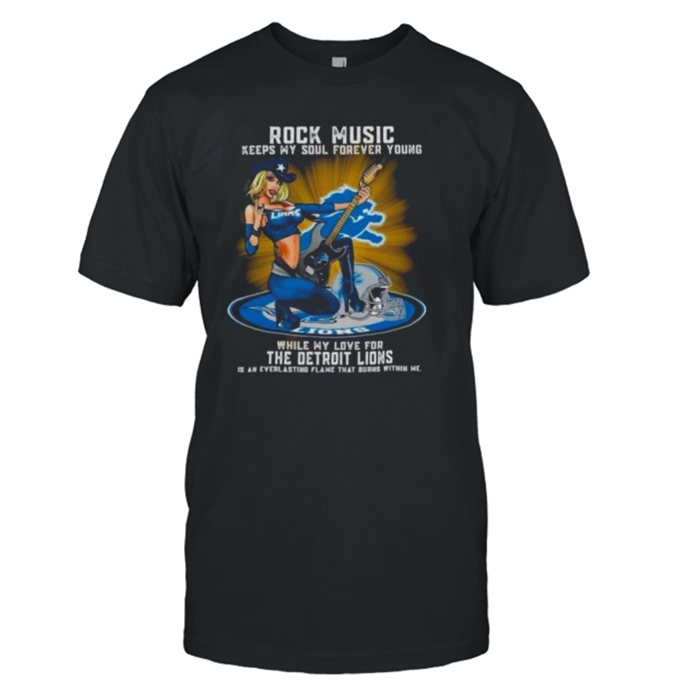 Detroit Lions Rock Music Keep My Soul Forever Young 2024 Shirt