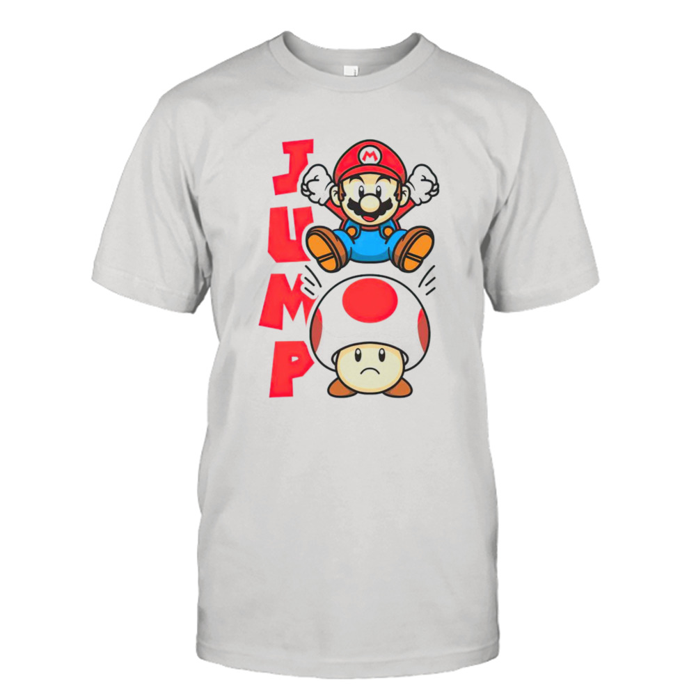 Mario jumping on Toad shirt