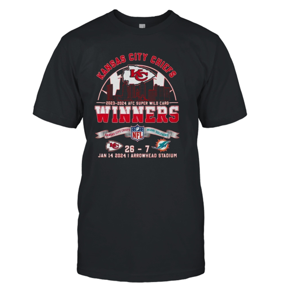 AFC Super Wild Card 2023 – 2024 Winners Kansas City Chiefs 26 – 7 Miami Dolphins 26 – 7 Jan 14, 2024, Arrowhead Stadium T-Shirt