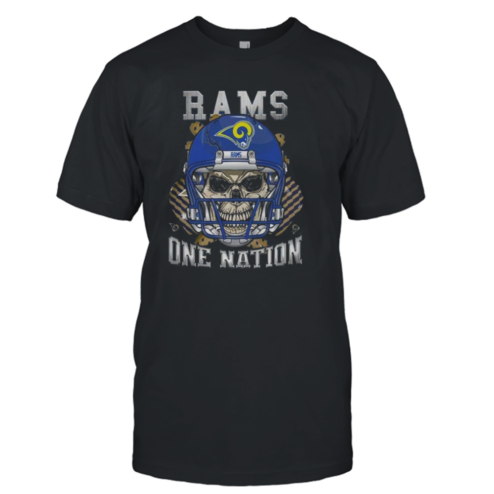 Los Angeles Rams Skull And Gloves Pattern One Nation T-shirt