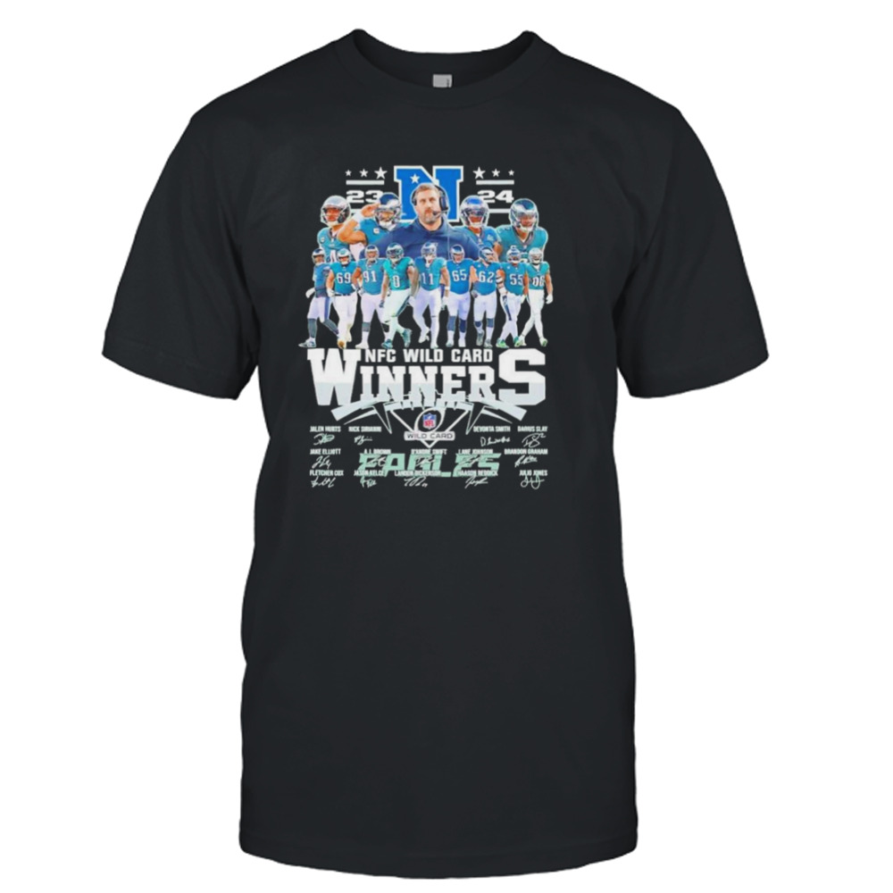 Philadelphia Eagles 2024 Nfc Wild Card Winners Ealges Signatures T-shirt