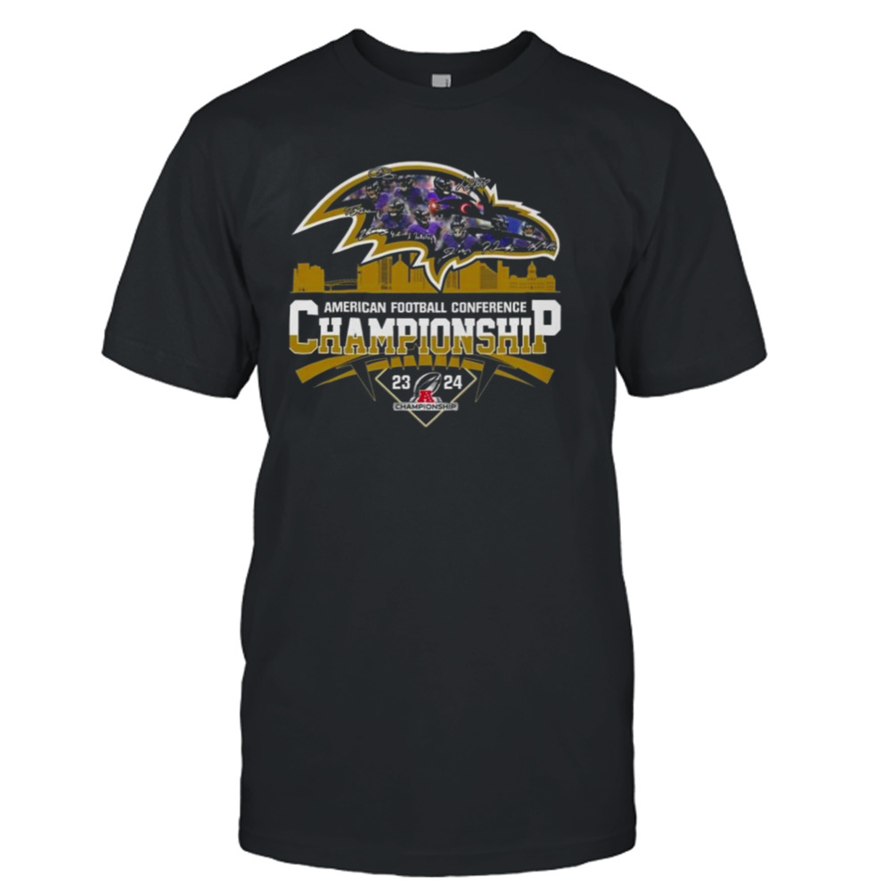 American Football Conference AFC Championship 2023 2024 Baltimore Ravens Signatures T-shirt