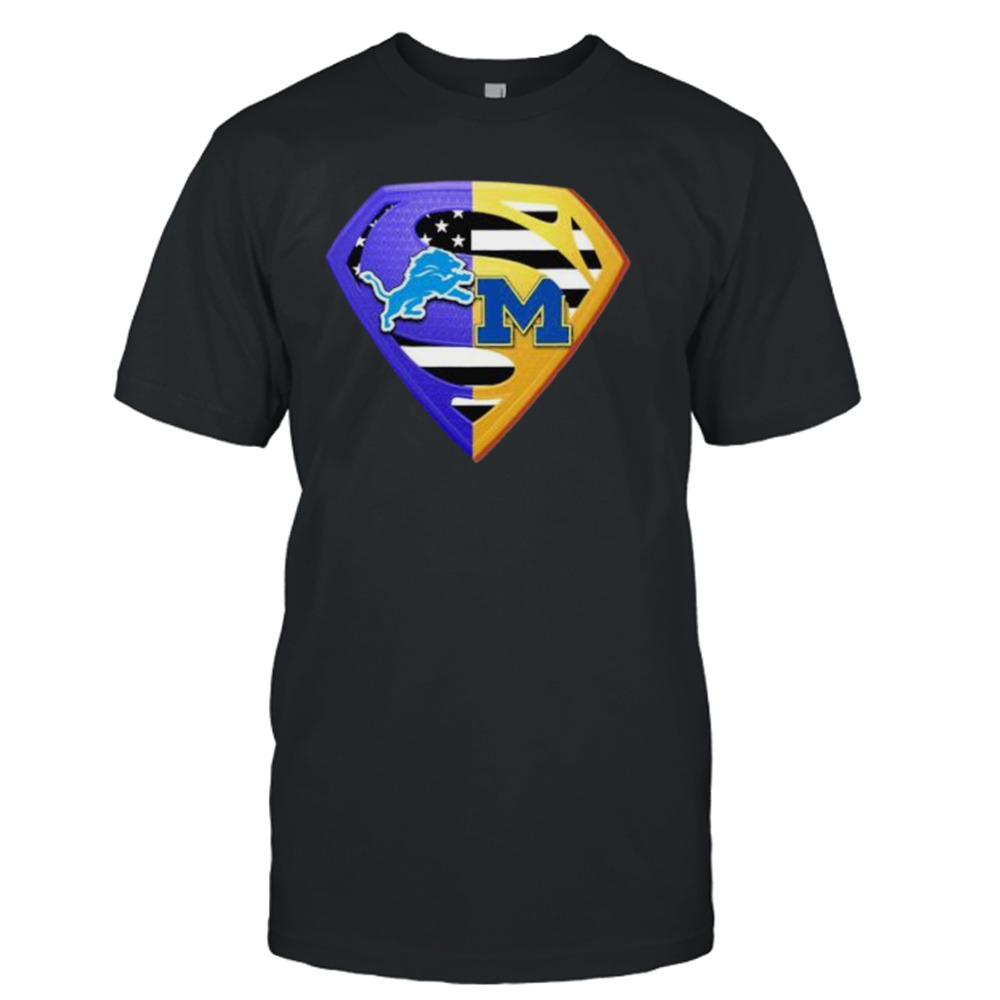 Detroit Lions and Michigan Wolverines Superman Logo Shirt