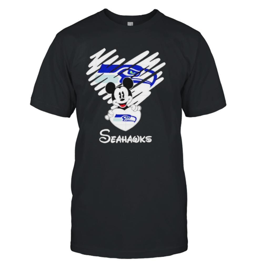 Mickey heart Seattle Seahawks shirt