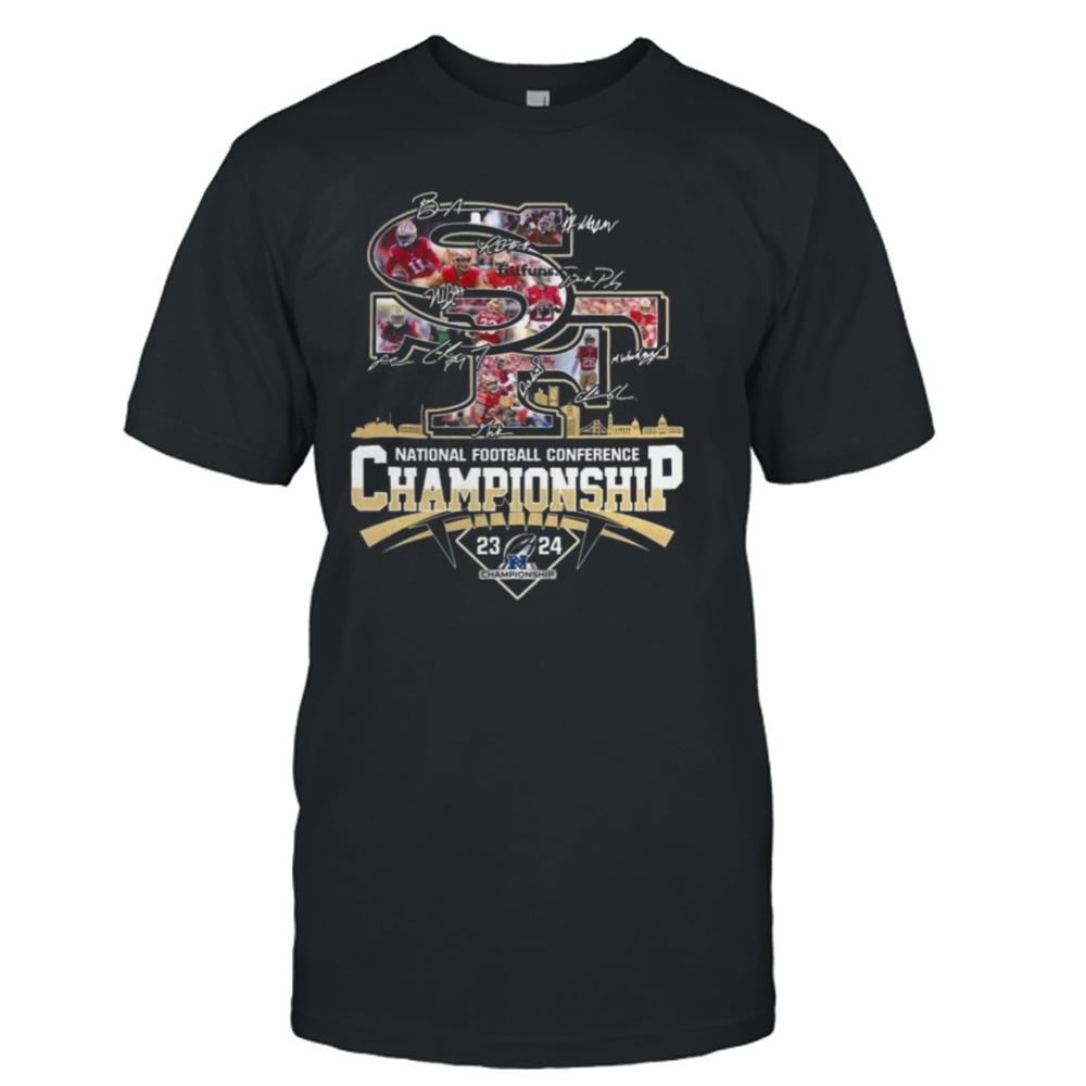 San Francisco 49ers NFC American Football Conference Championship 2023 – 2024 Signatures 2024 T-shirt