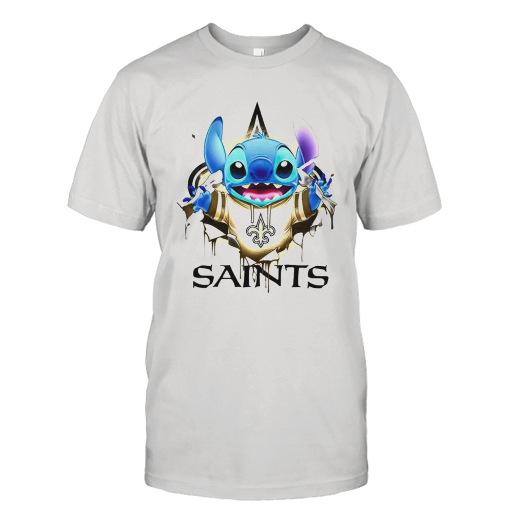 Stitch Inside New Orleans Saints Logo 2024 T-shirt