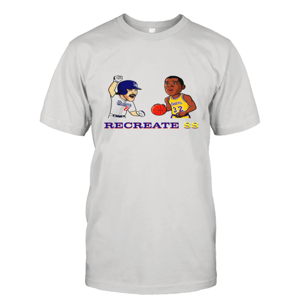 Adrian Gonzalez Los Angeles Dodgers vs Magic Johnson Los Angeles Lakers recreate 88 shirt