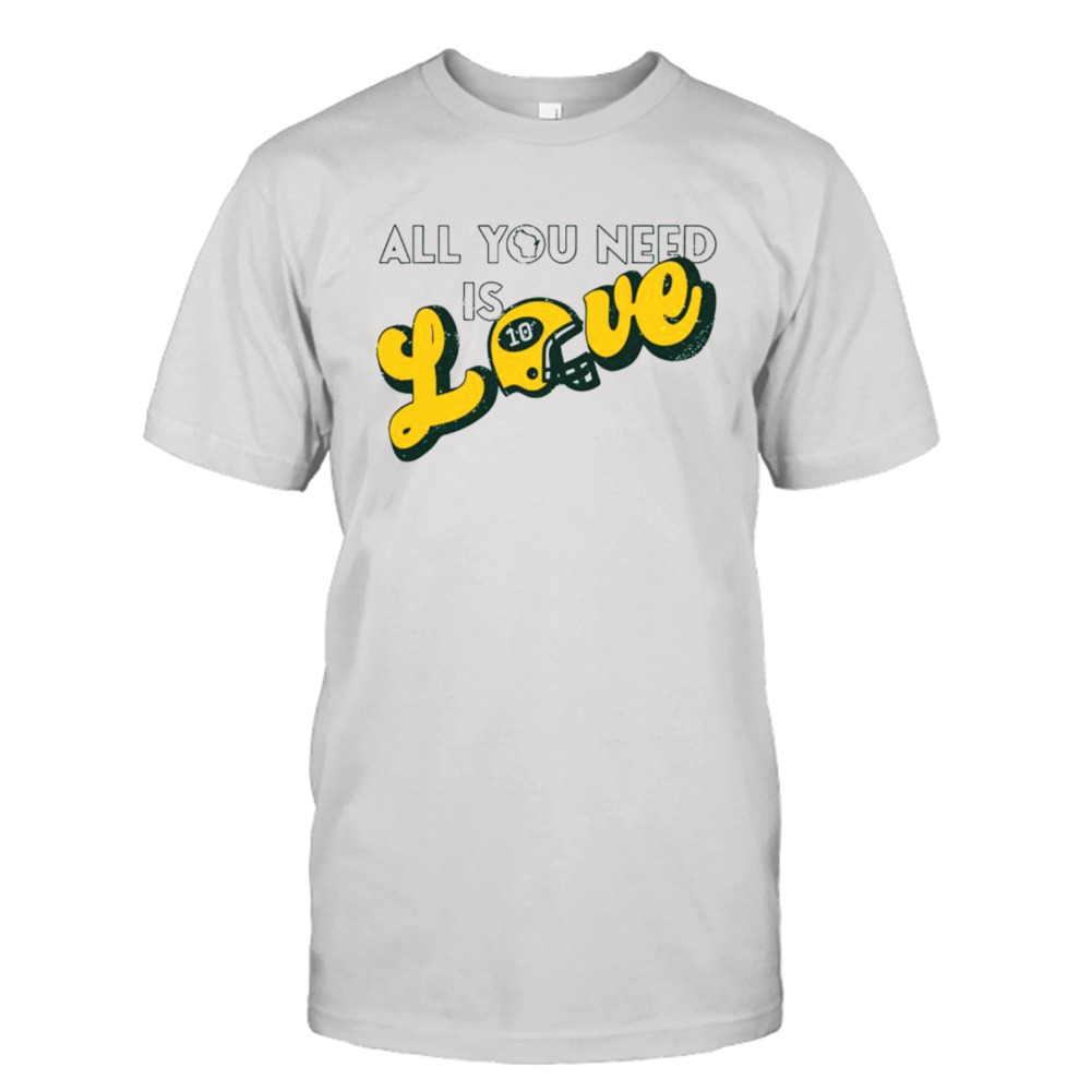 All you need is love 10 helmet Green Bay Packers shirt