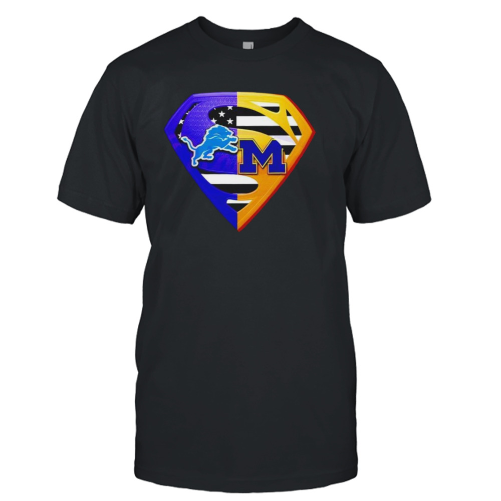 Detroit Lions and Michigan Wolverines Superman logo shirt