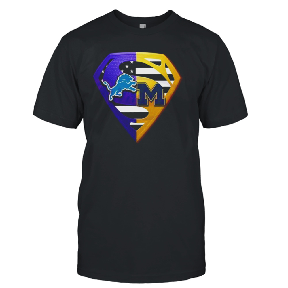 Diamond Detroit Lions And Michigan Wolverines Superman Logo shirt