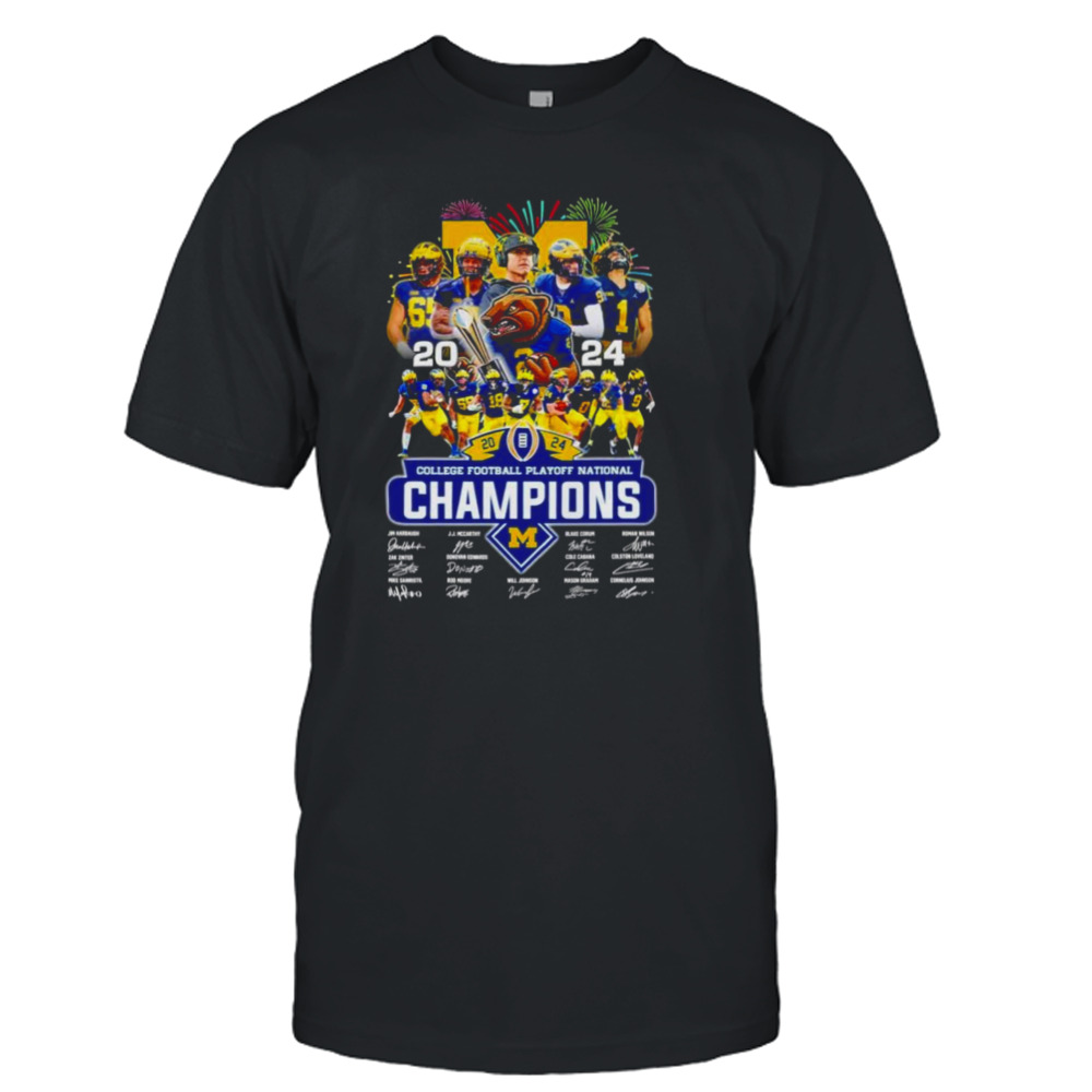 Michigan Wolverines 2024 CFP National Champions signatures shirt