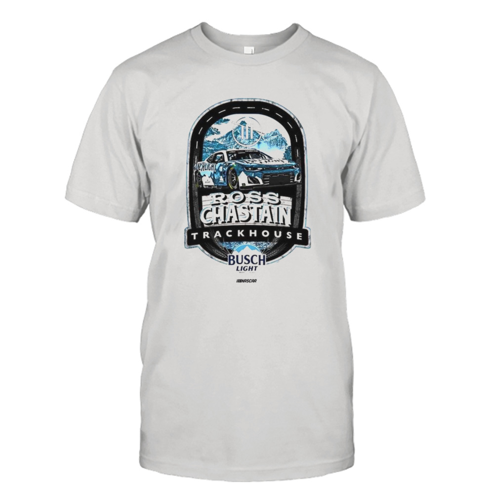 Ross Chastain Trackhouse Racing Team Collection Silver Busch Light Car And Track T-Shirt