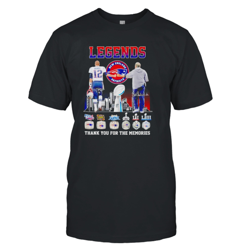 Tom Brady and Bill Belichick New England Patriots Legends thank for the memories signatures shirt