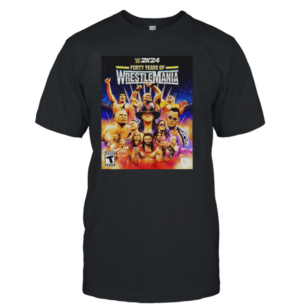 WWE 2K24 Forty Years Of Wrestle Mania T-Shirt