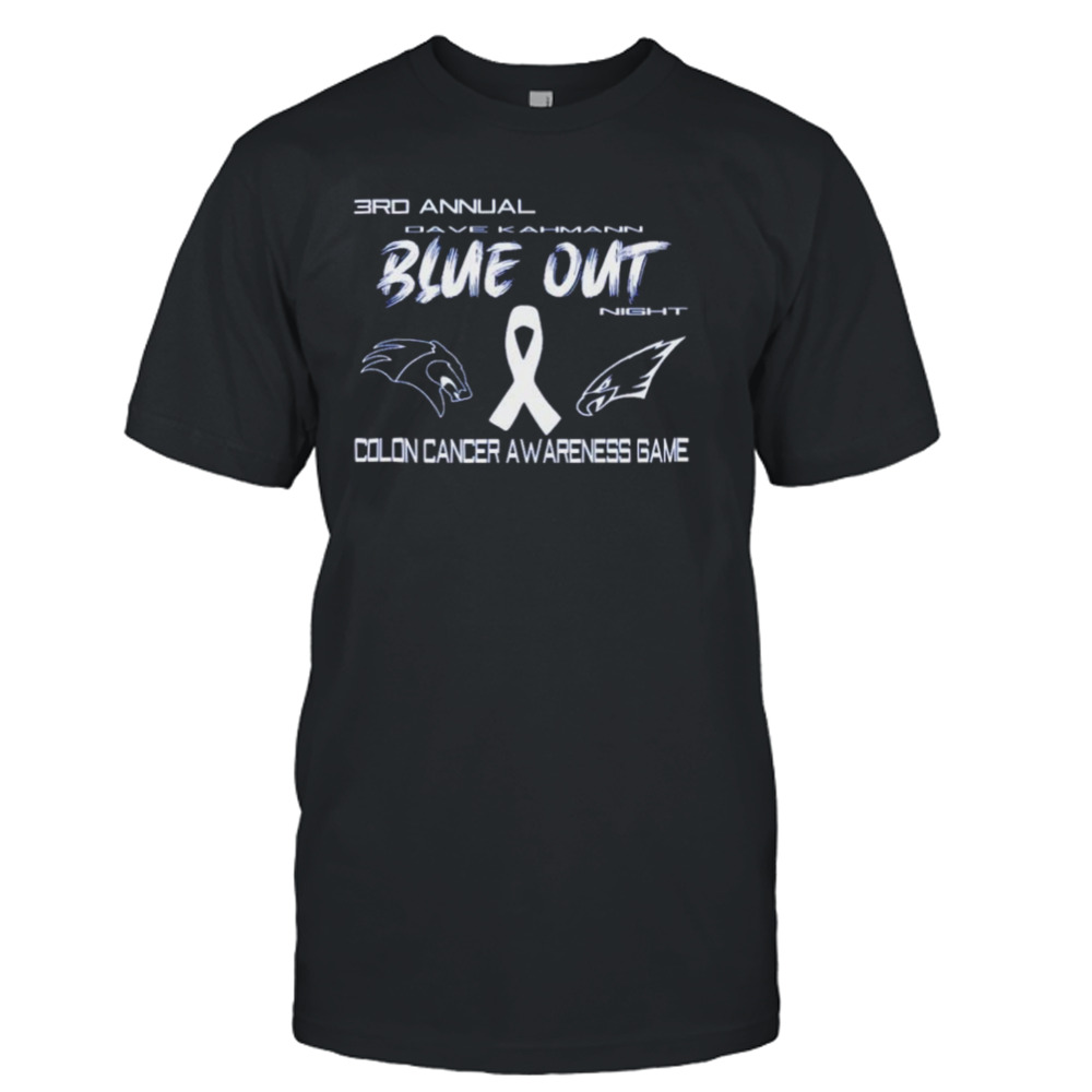 3rd annual Dave Kahmann blue out night colon cancer awareness game shirt