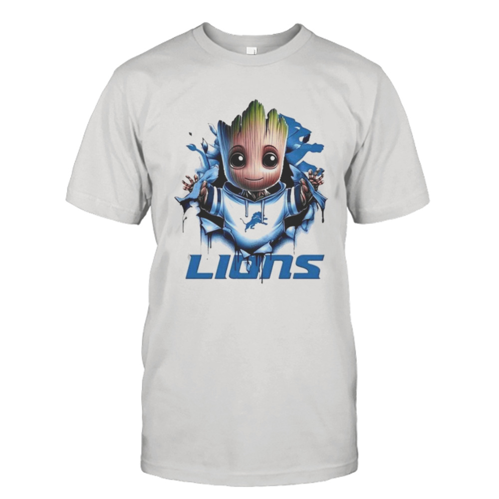 Baby Groot Blood Inside Me Detroit Lions 2024 T-shirt