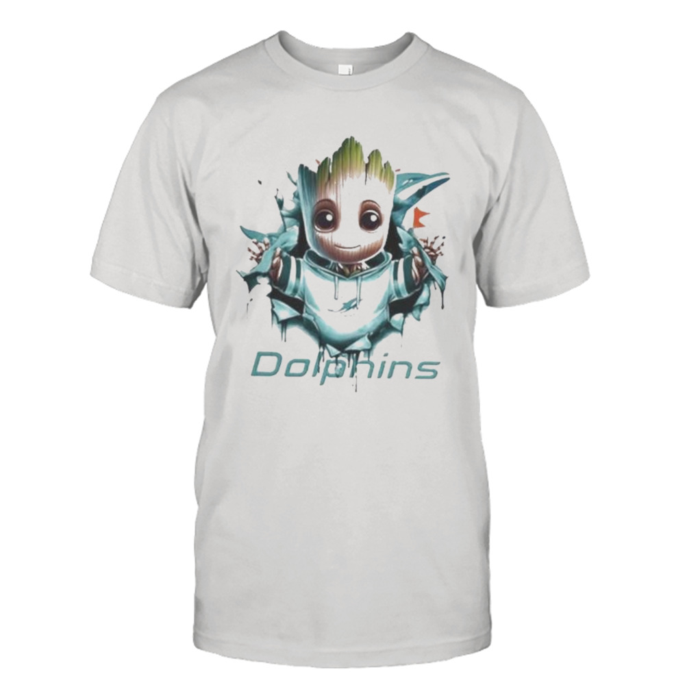 Miami Dolphins Baby Groot Blood Inside Me Shirt