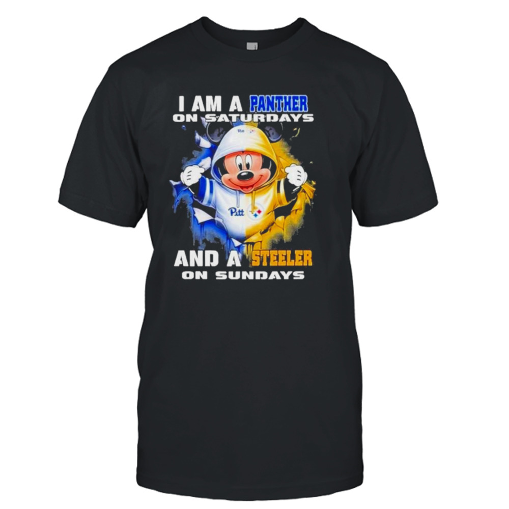 Mickey Mouse I Am A Pittsburgh Panthers On Saturdays And A Pittsburgh Steelers On Sundays T-Shirt