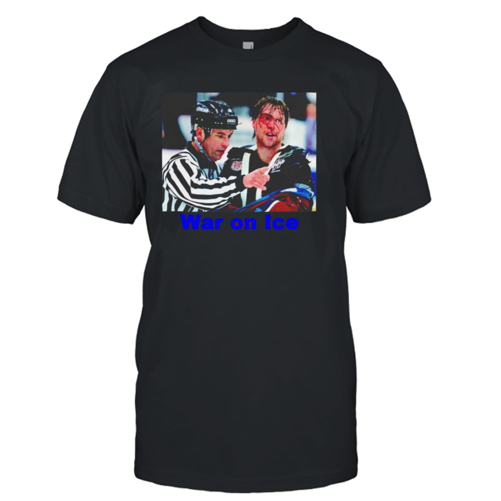 Patrick Roy post-fight war in ice shirt