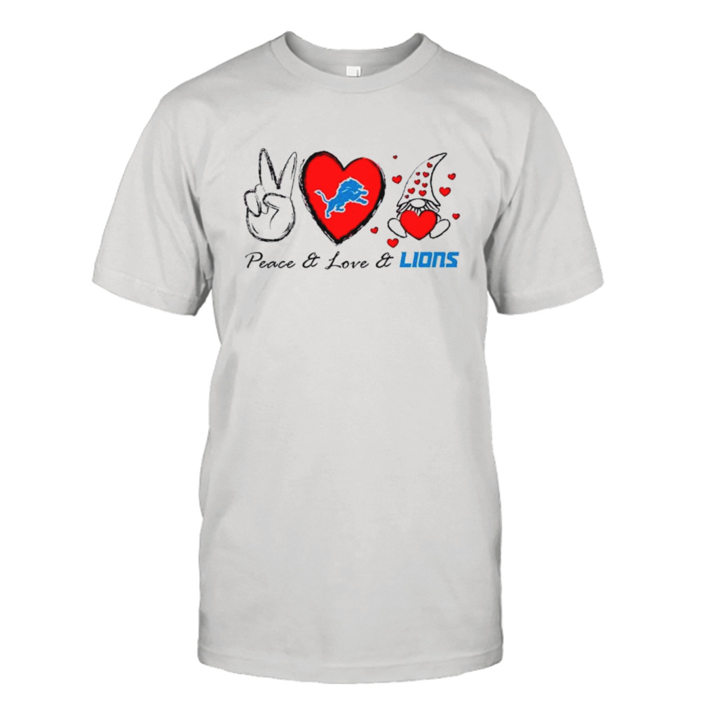 Peace love Lions heart with gnome shirt