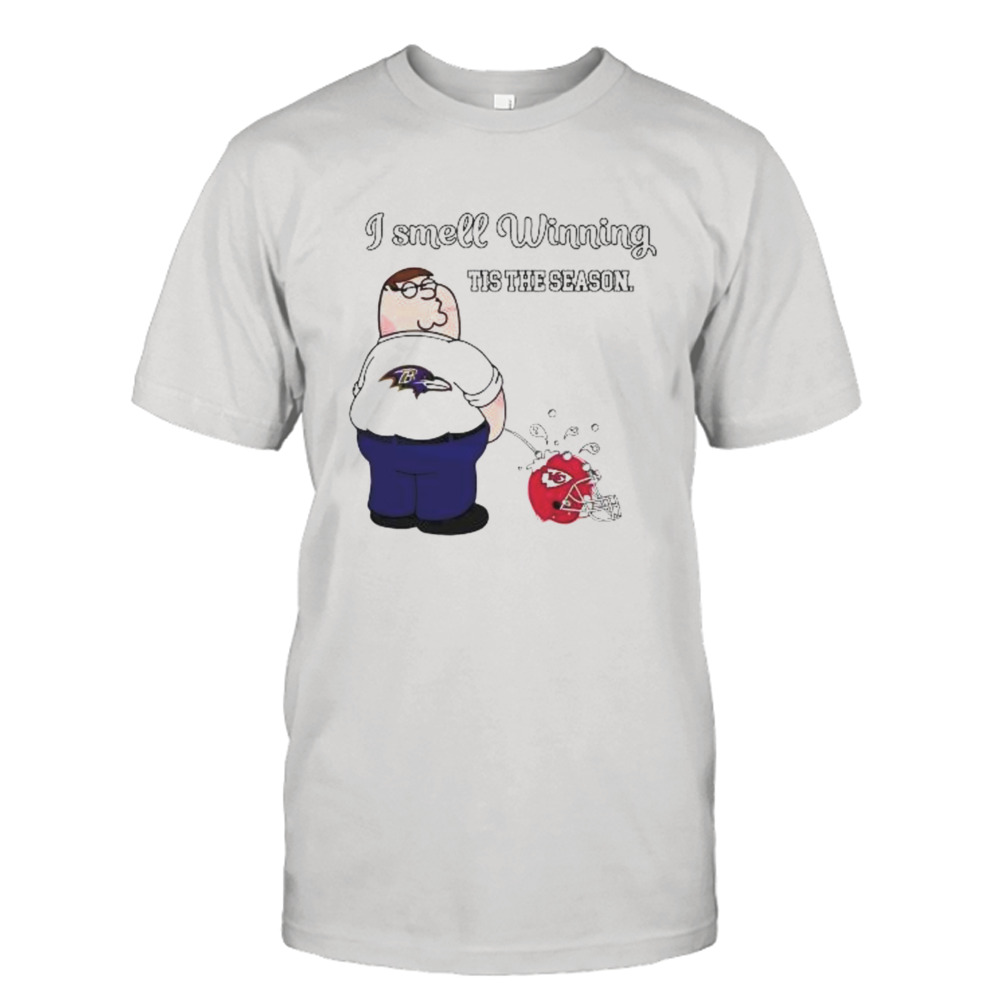 Peter Griffin Baltimore Ravens I Smell Winning Tis The Season Piss Kansas City Chiefs T-Shirt