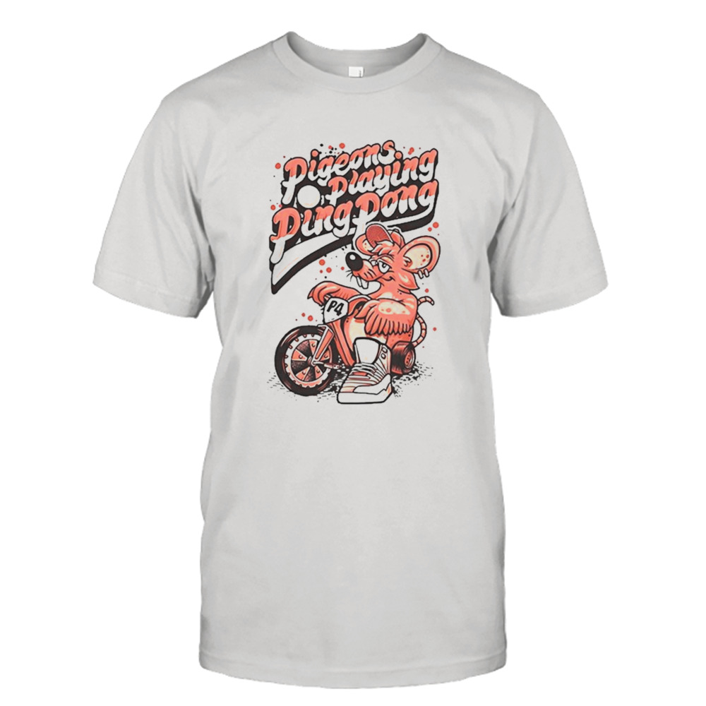 Pigeons Playing Ping Pong Motorcycle Rat T-shirt