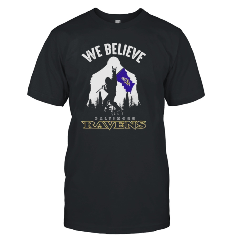 Bigfoot We Believe Baltimore Ravens NFL Flag Shirt