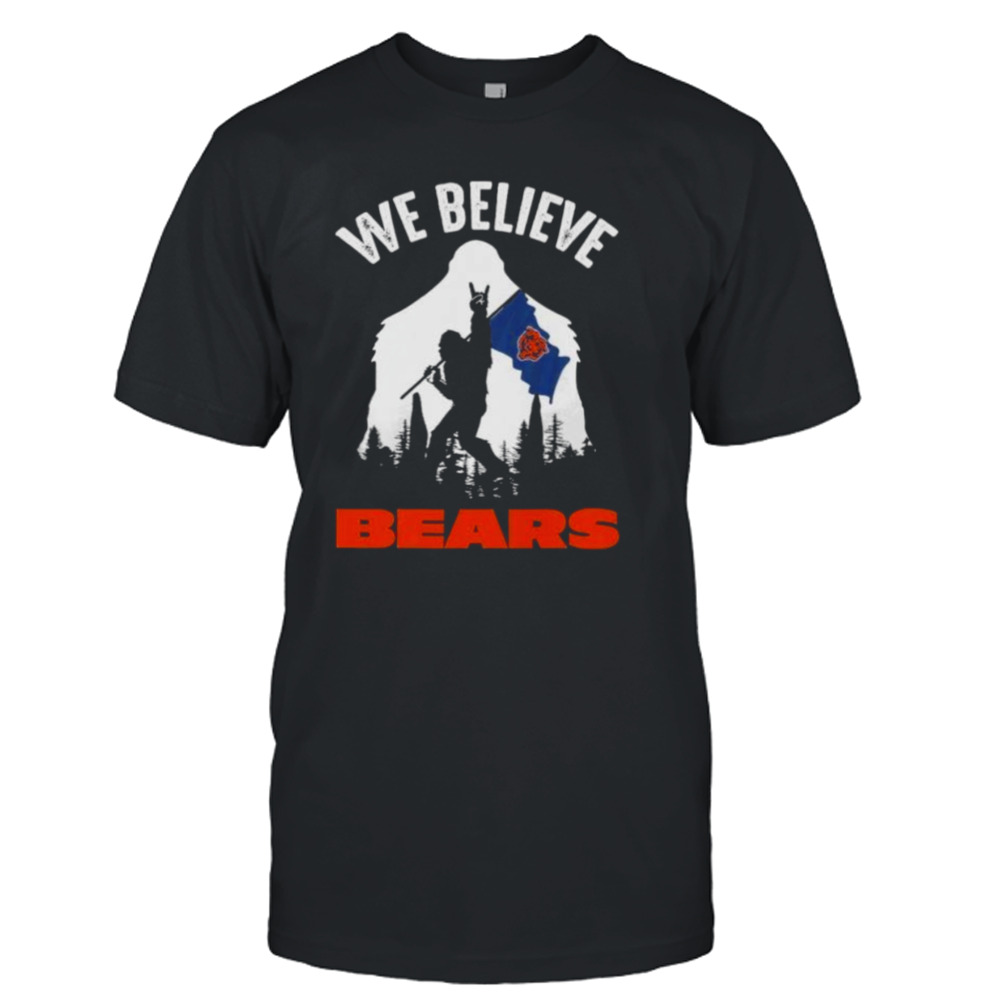 Bigfoot We Believe Chicago Bears NFL Flag Shirt