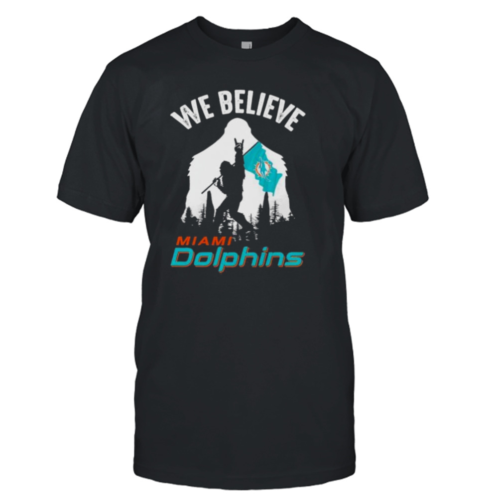 Bigfoot We Believe Miami Dolphins NFL Flag Shirt