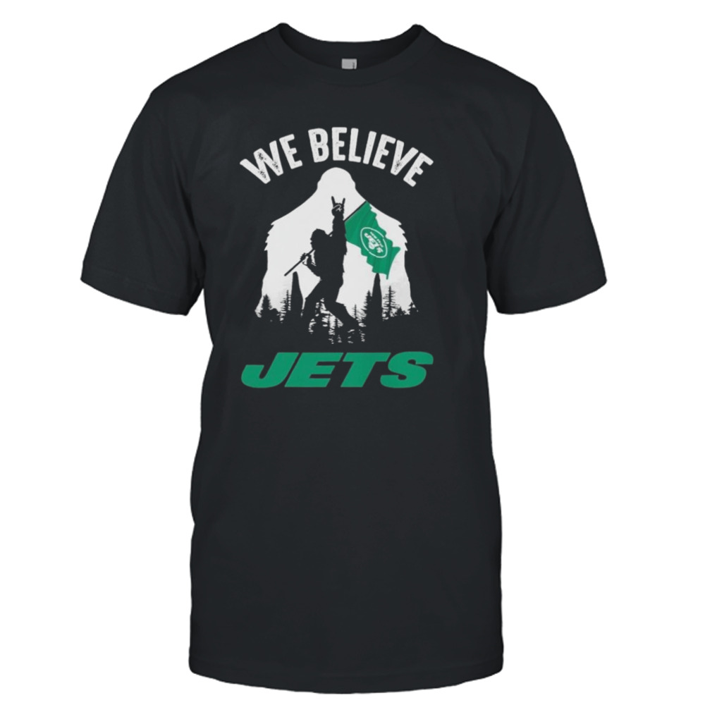 Bigfoot With Flag We Believe New York Jets 2024 T-Shirt