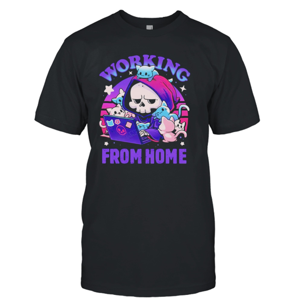 Grim Reaper working from home surrounded by cats shirt