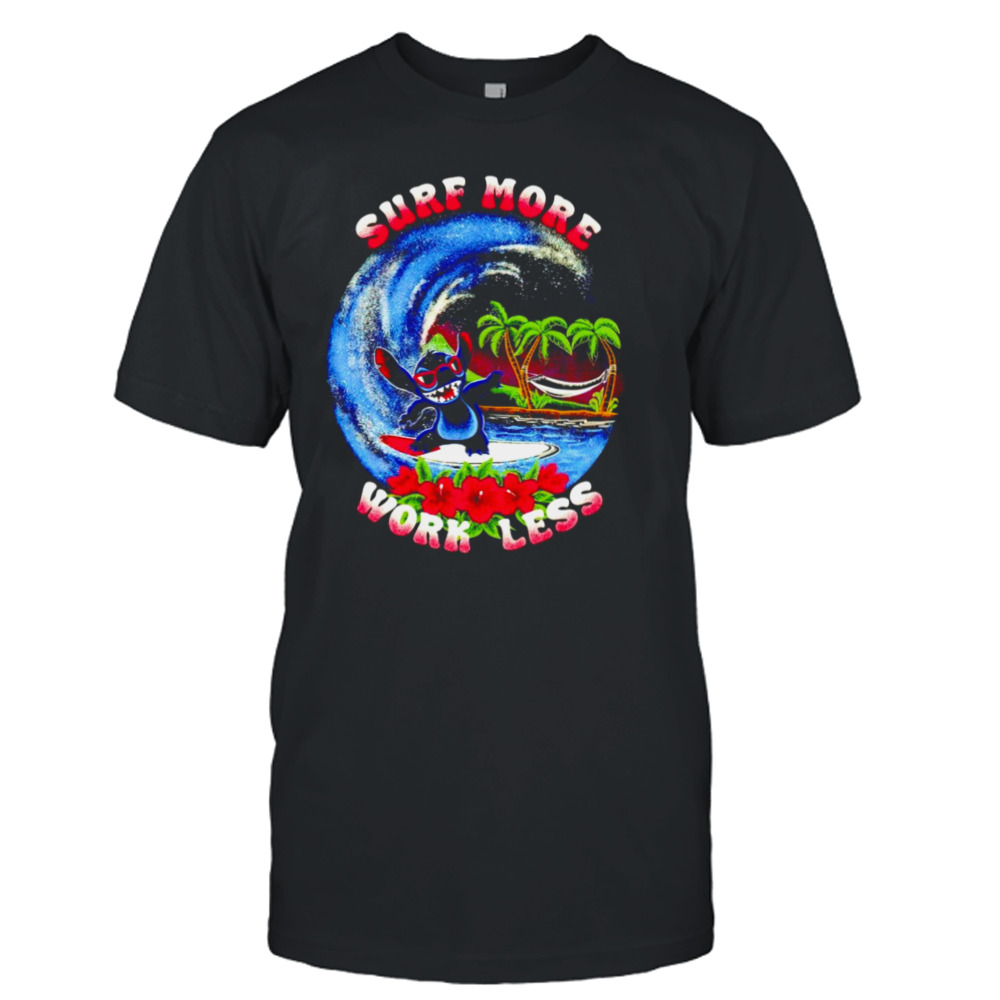 Stitch surf more work less shirt