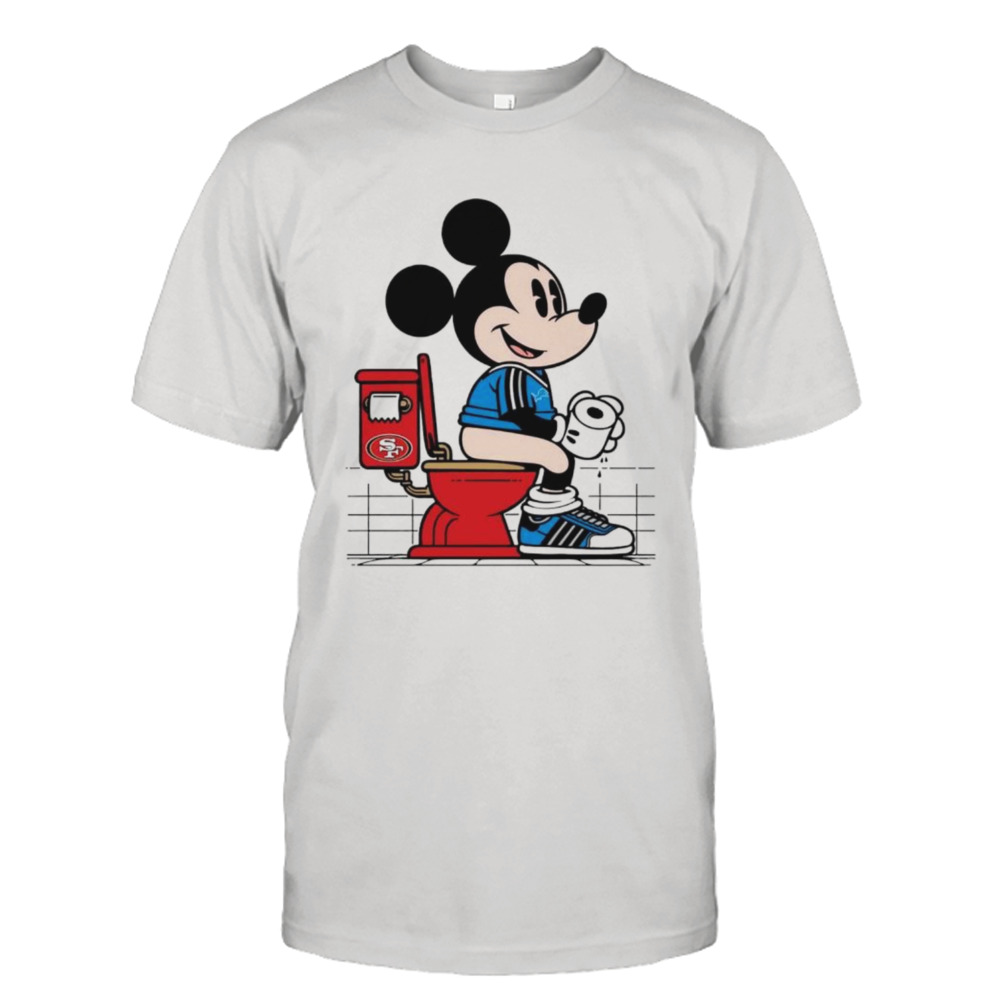 Detroit Lions Mickey Mouse sitting on San Francisco 49ers Toilet shirt