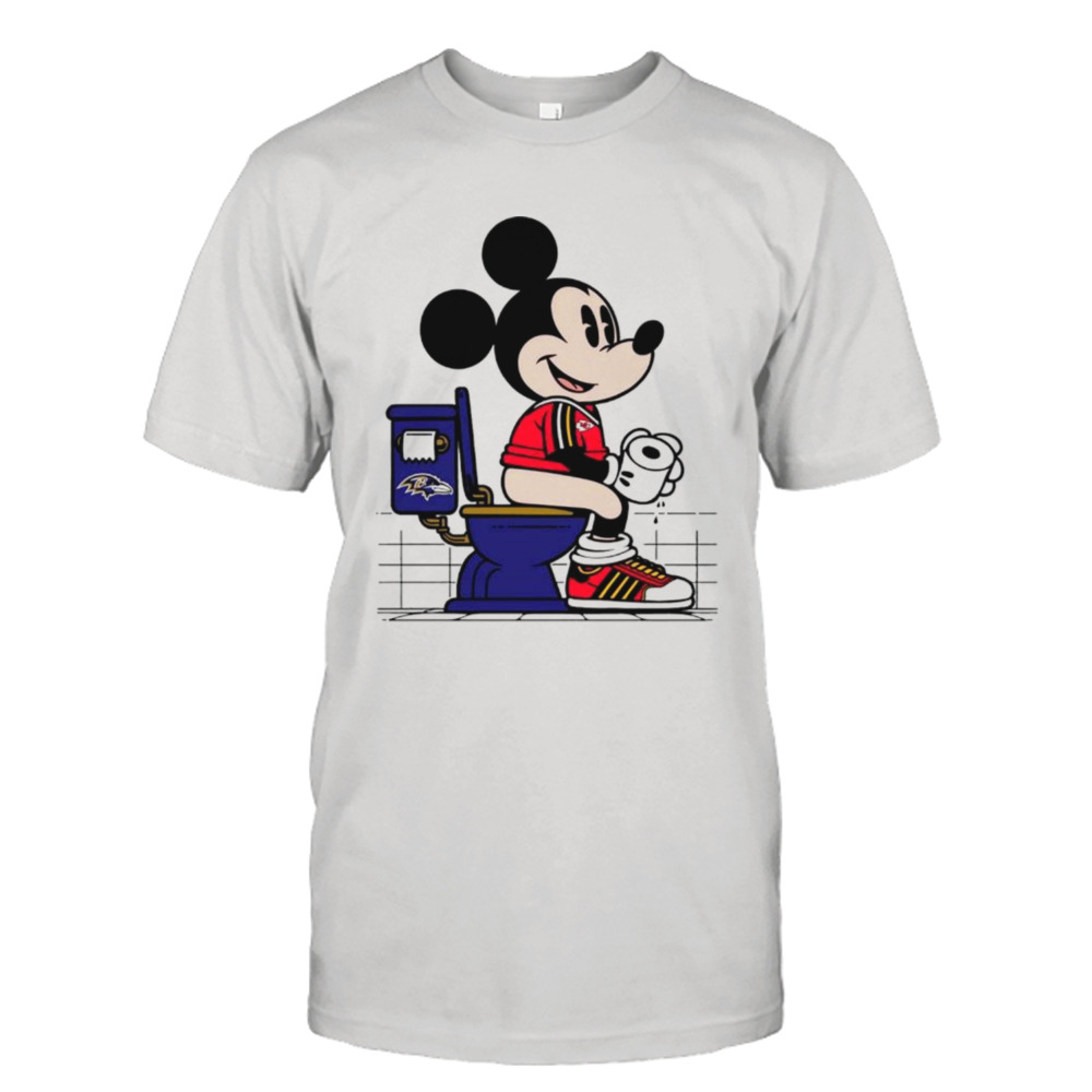 Kansas City Chiefs Mickey Mouse sitting on Baltimore Ravens Toilet shirt