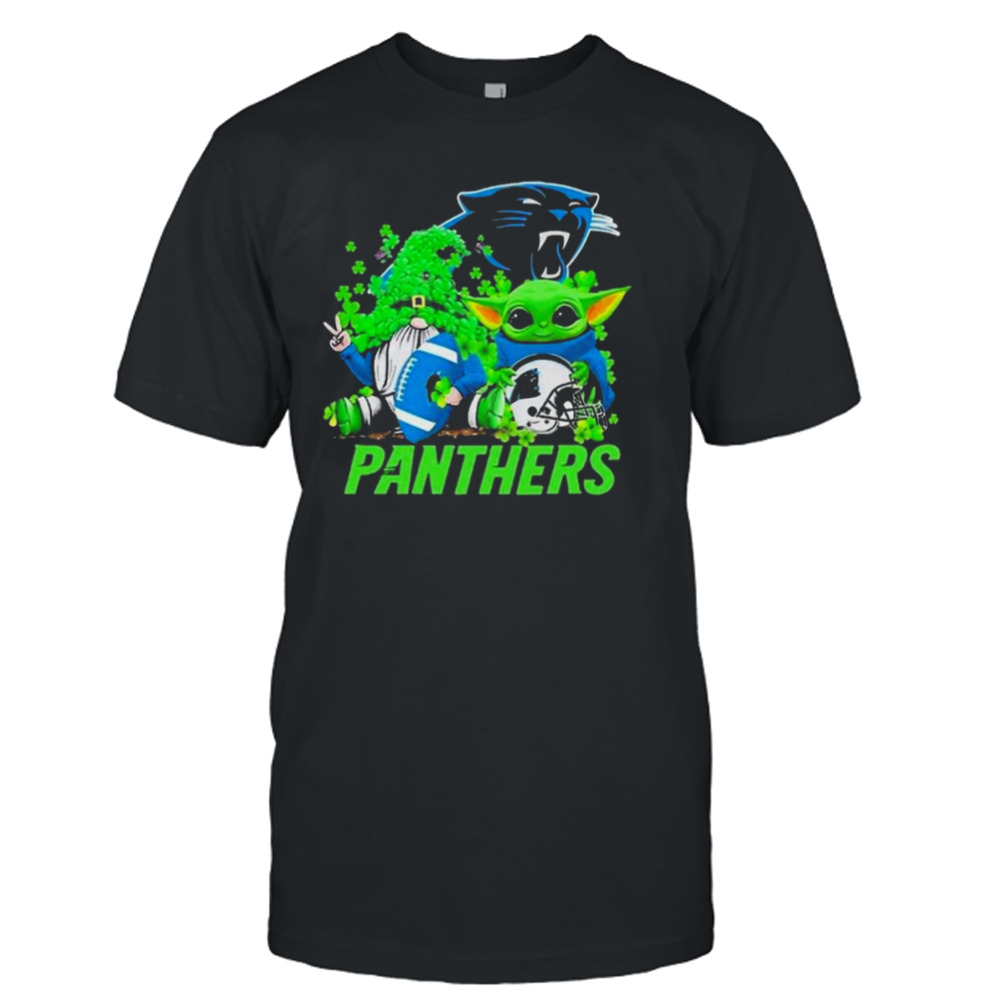 Carolina Panthers Baby Yoda Happy St.patrick’s Day Shamrock 2024 T-Shirt