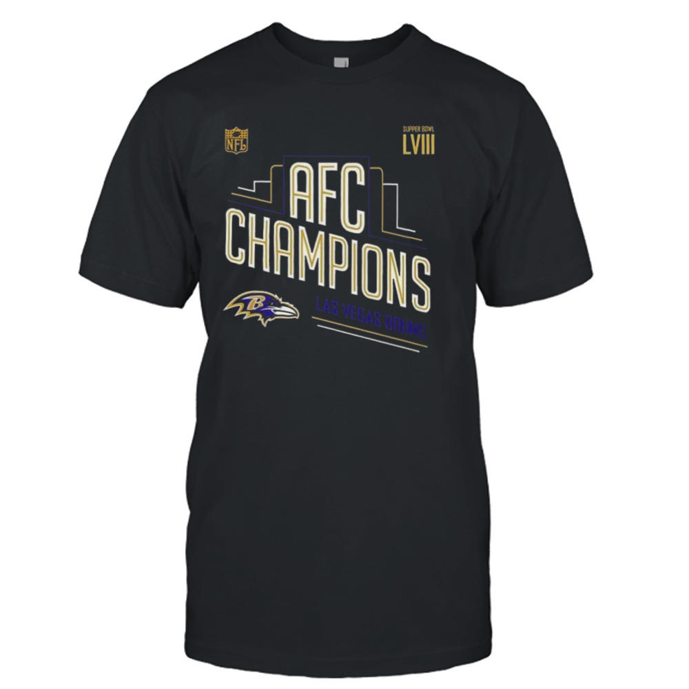 Congrats Baltimore Ravens 2023 AFC Champions And Advance to Super Bowl LVIII Las Vegas Bound T-Shirt