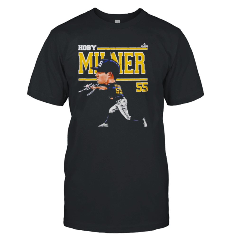 Hoby Milner Milwaukee cartoon baseball signature shirt