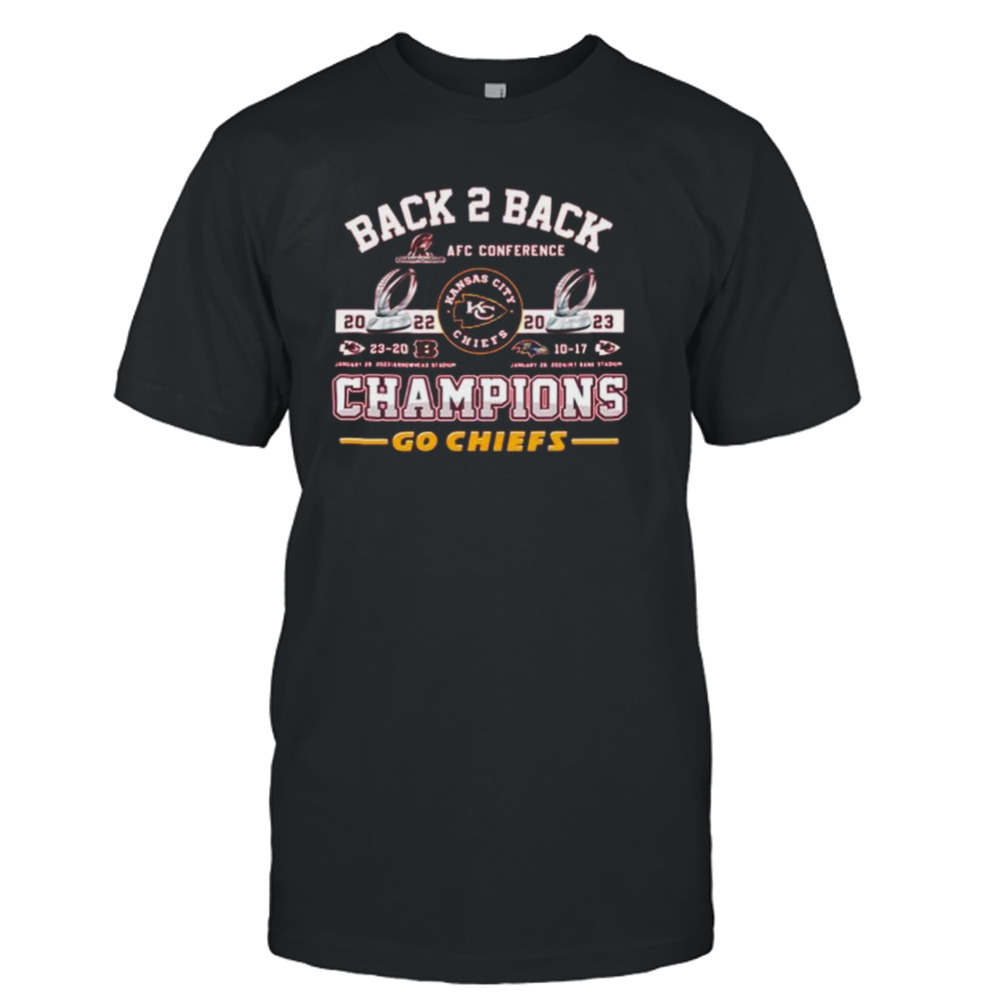 Kansas City Chiefs Back 2 Back 2022 2023 Champions Go Chiefs T-shirt