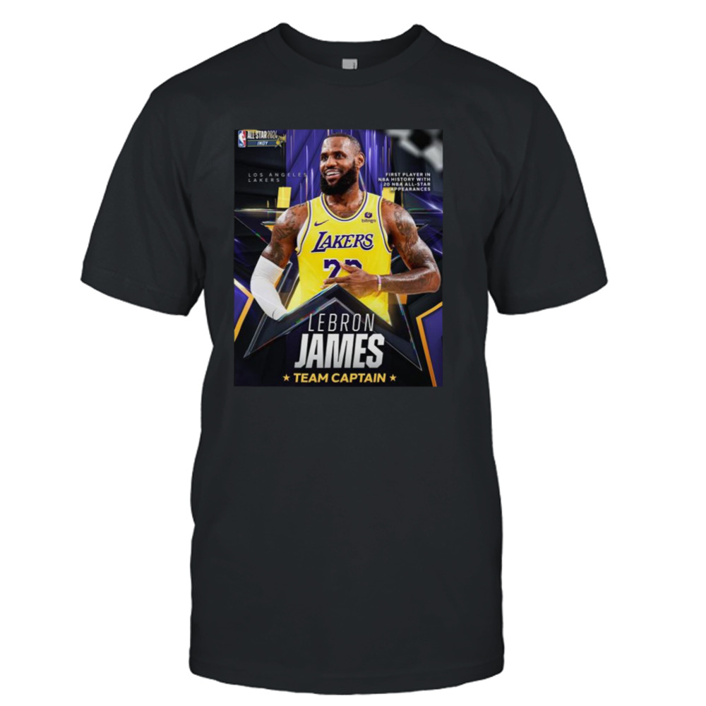 Lebron James First Player in NBA History with 20 NBA All-Star Appearances Team Captain Shirt