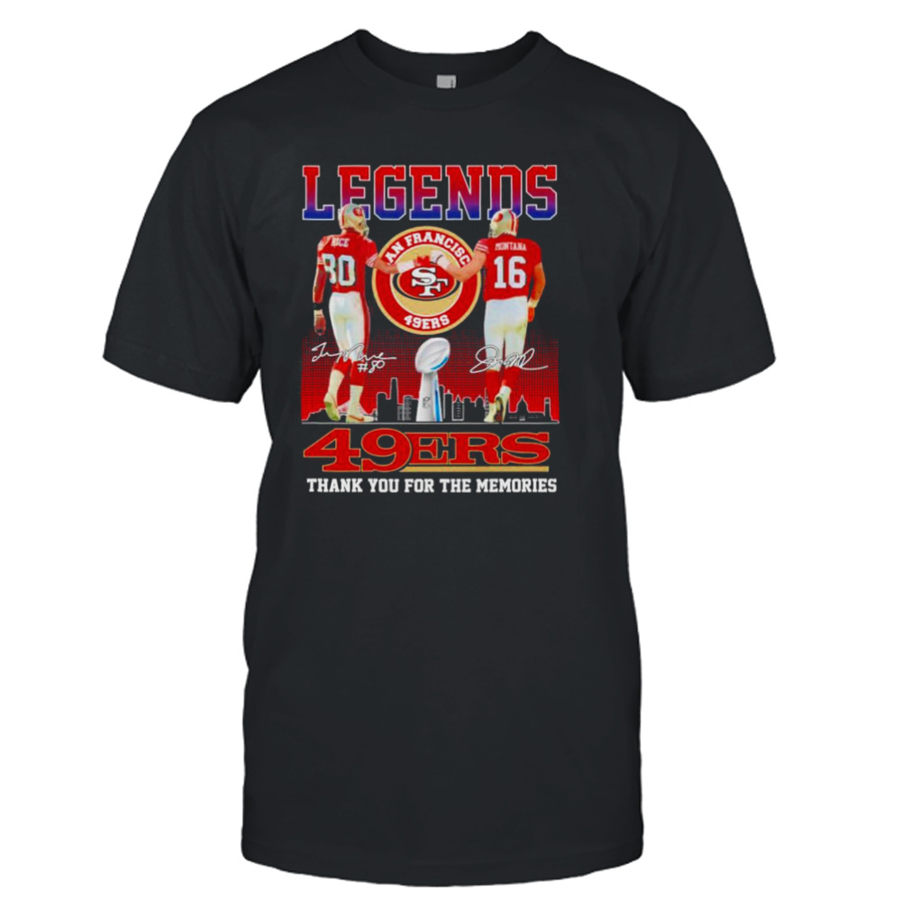 Legend 80 Jerry Rice And 16 Joe Montana San Francisco 49ers Thank You For The Memories Signatures Shirt