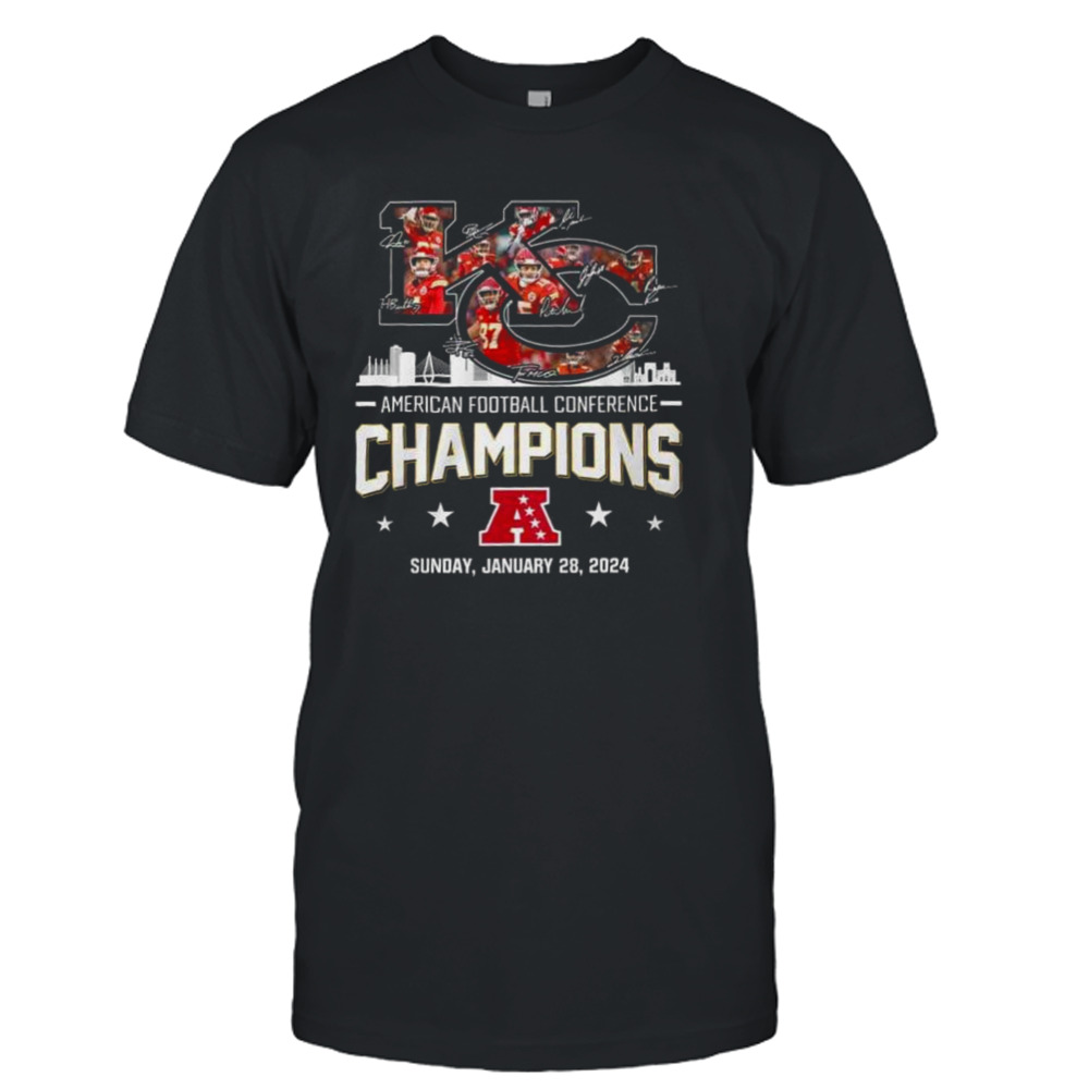 KC Chiefs AFC CHAMPIONS 2023-2024 Signature Two-Sided T-Shirts