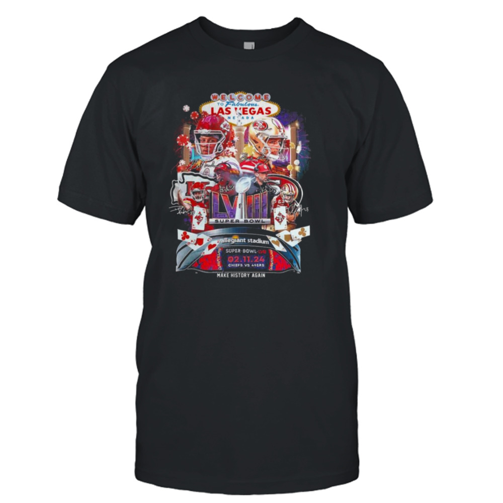 Super Bowl LVIII 2024 Welcome To Las Vegas Nevada Signatures T-shirt