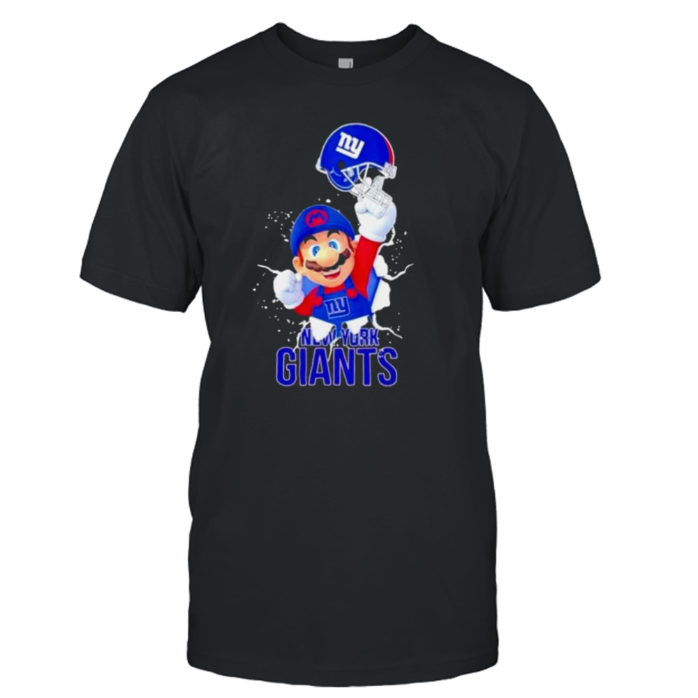 Super Mario X Nfl New York Giants Football T-shirt