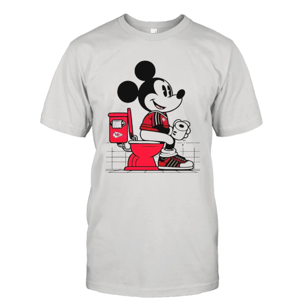 Mickey mouse 49ers sitting on Chiefs shirt