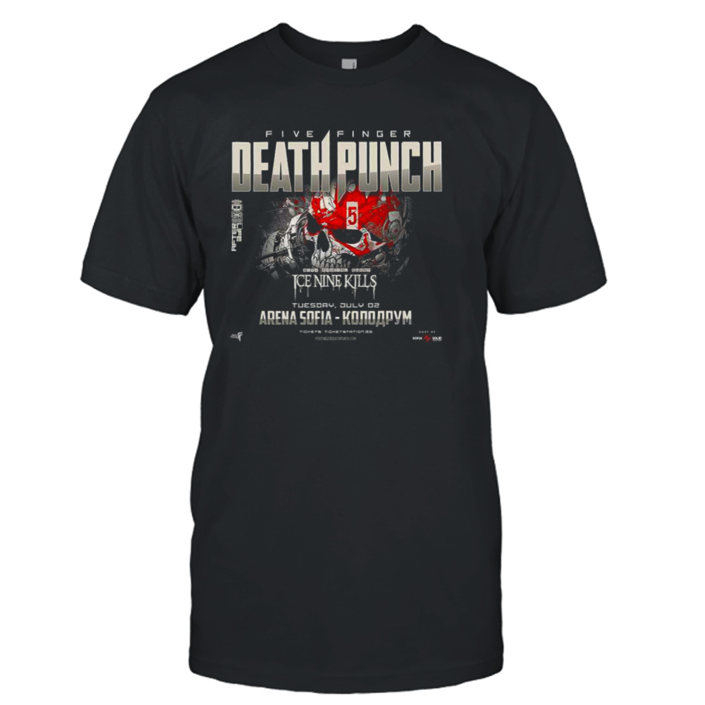 Five Finger Death Punch Announce Summer 2024 UK European Tour With Special Guest Ice Nine Kills Tour Schedule Lists T-Shirt