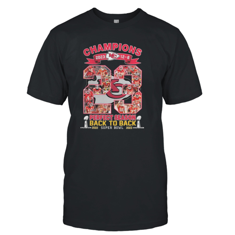 Kansas City Chiefs Champions 12-6 2023 Perfect Season Back To Back Signatures shirt