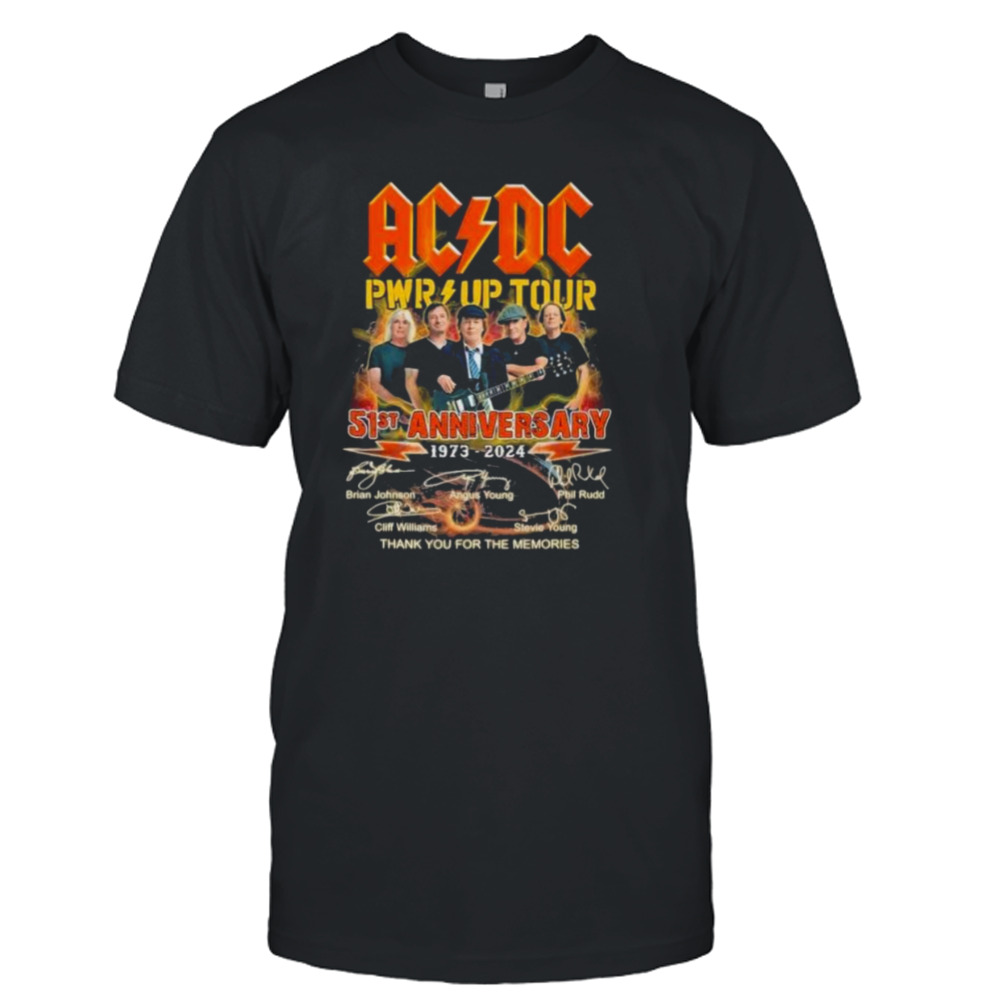 ACDC Pwr Up Tour 51st Anniversary 1973-2024 Thank You For The Memories Signatures shirt