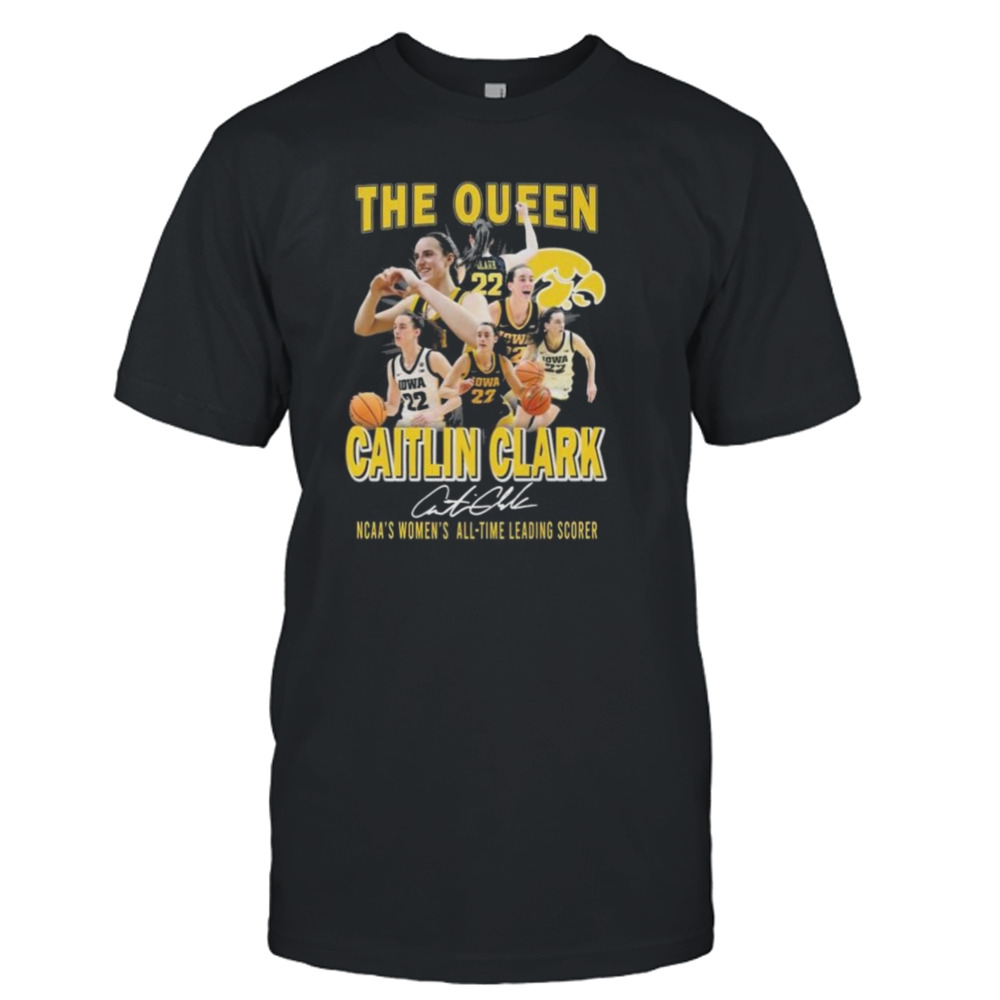 Caitlin Clark Iowa Hawkeyes The Queen NCAA’S Women’s All-Time Leading Scorer Signature Shirt