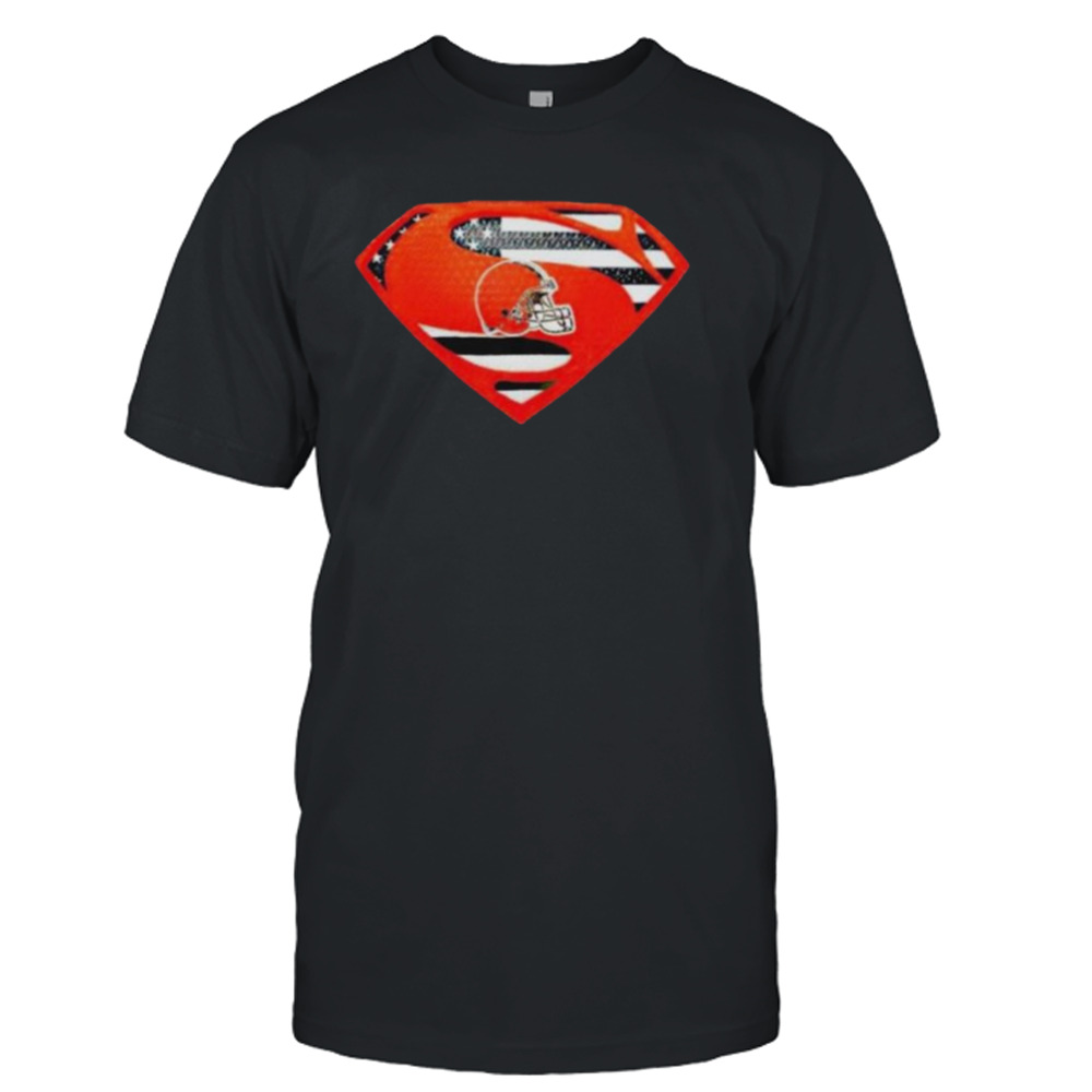 Cleveland Browns USA Flag Inside Superman T-Shirt