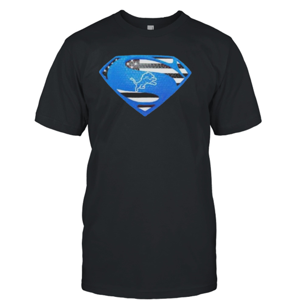 Detroit Lions Usa Flag Inside Superman T-shirt